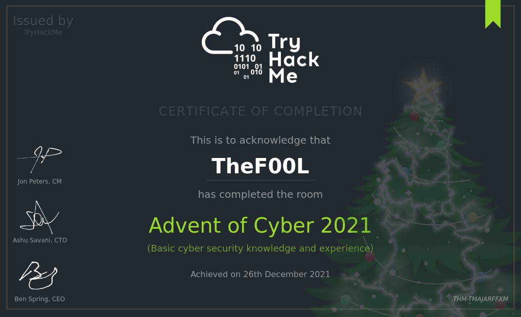TryHackMe Advent of Cyber 2021
